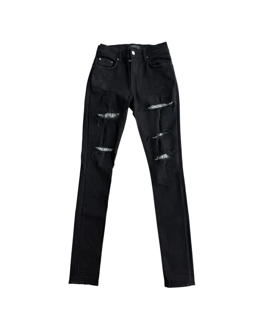 Amiri Black Zebra-Patch Crystal-Embellished Jeans for men