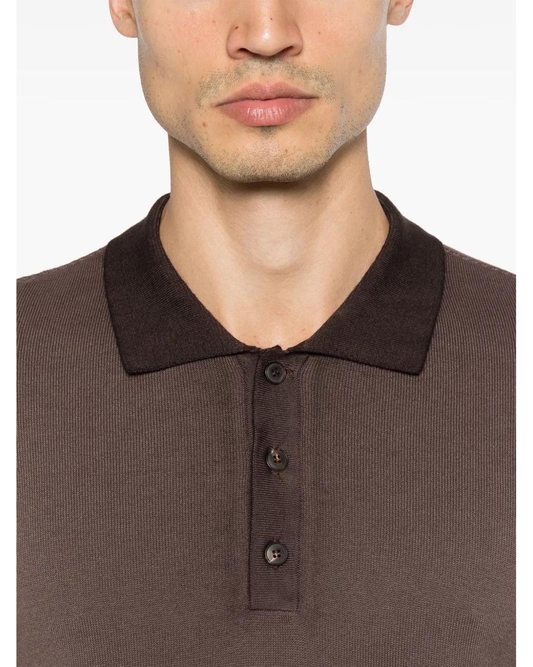AROVESCIO Brown Button Polo Shirt for men