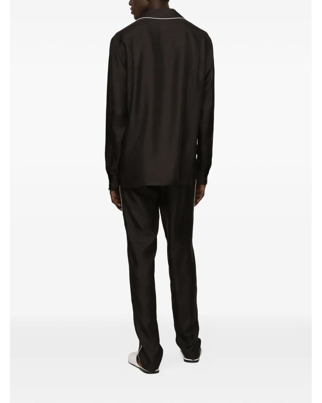 Dolce & Gabbana Black Silk Jogging Pants With Dg Embroidered Patch for men