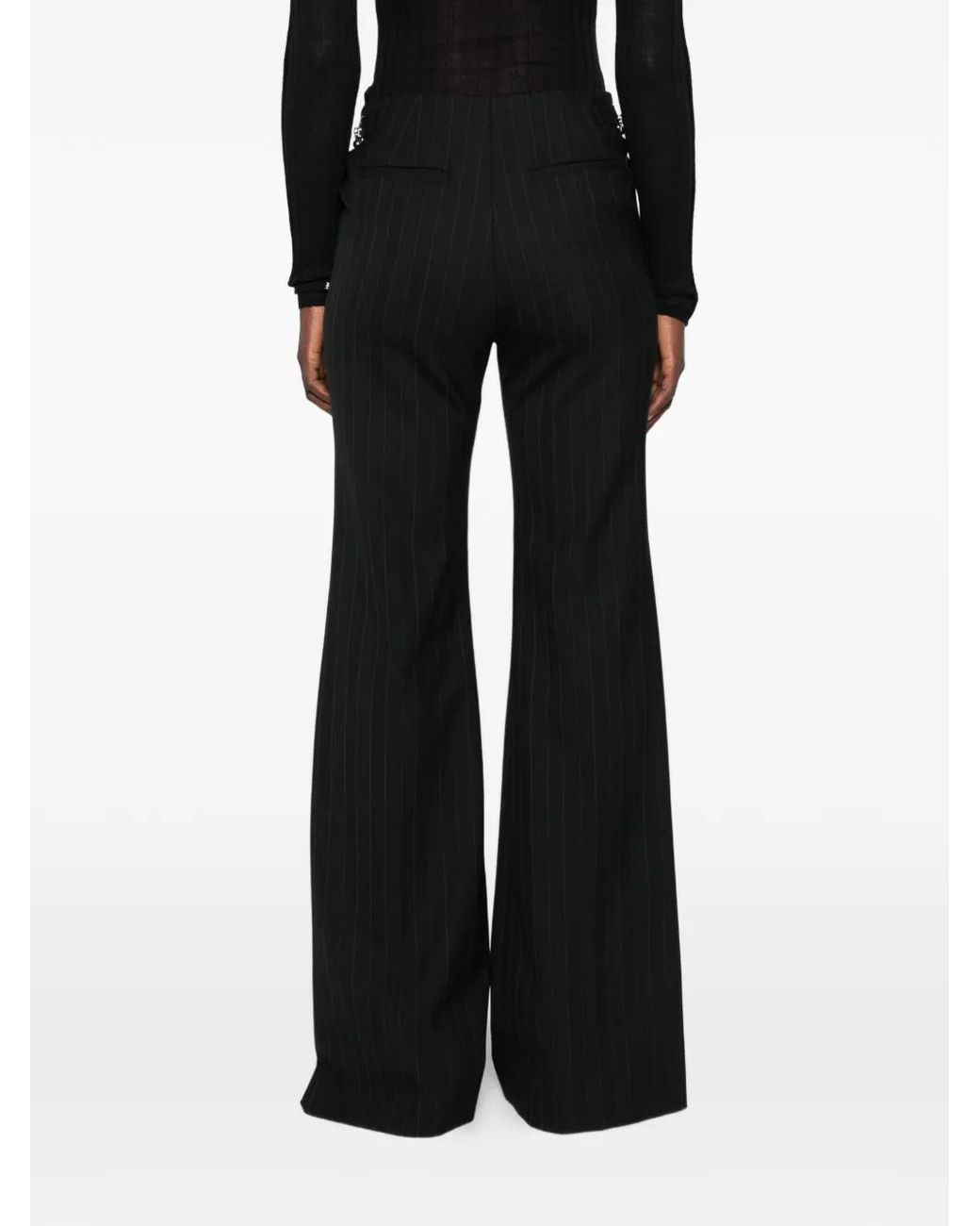 Sportmax Black Pinstripe Wide-Leg Trousers