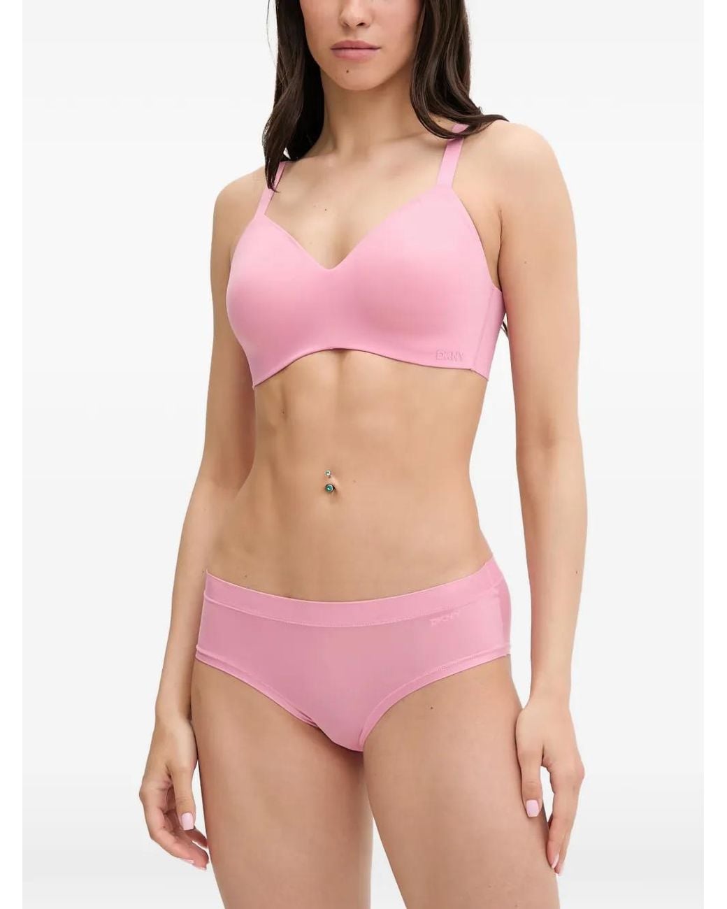DKNY Pink Logo-Print Seamless Bra