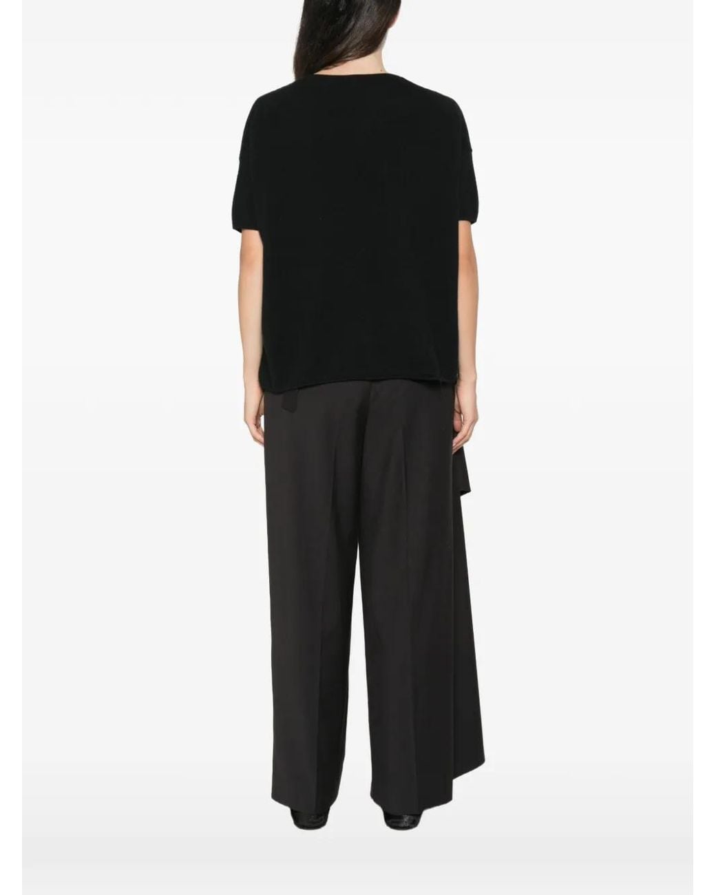 C.T.Plage Black Short-Sleeve Cashmere Sweater