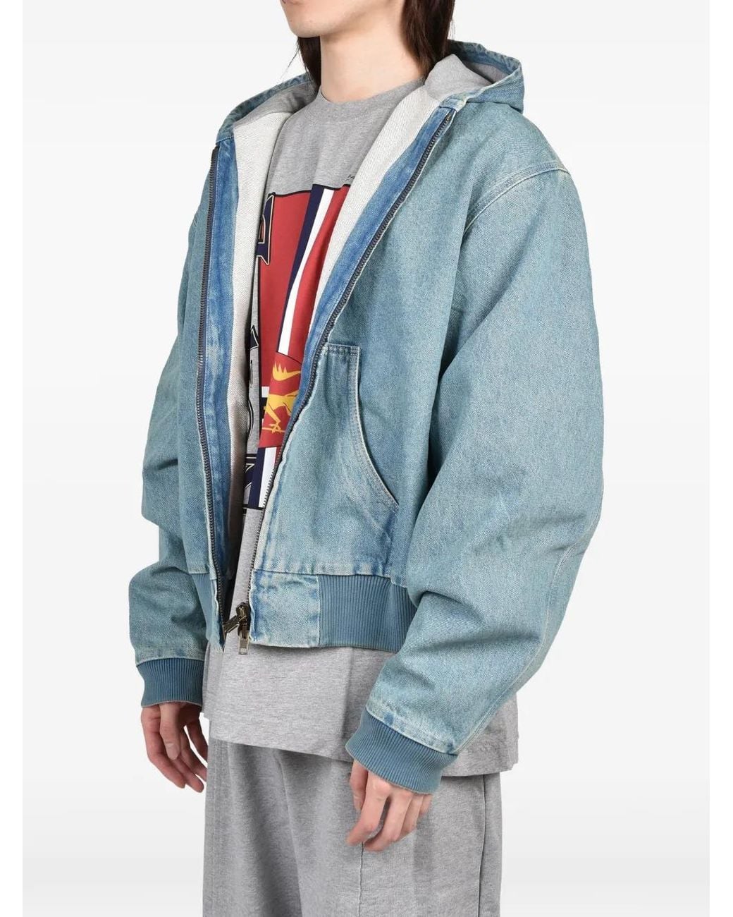 Vetements Blue Veste En Jean Délavé À Capuche for men
