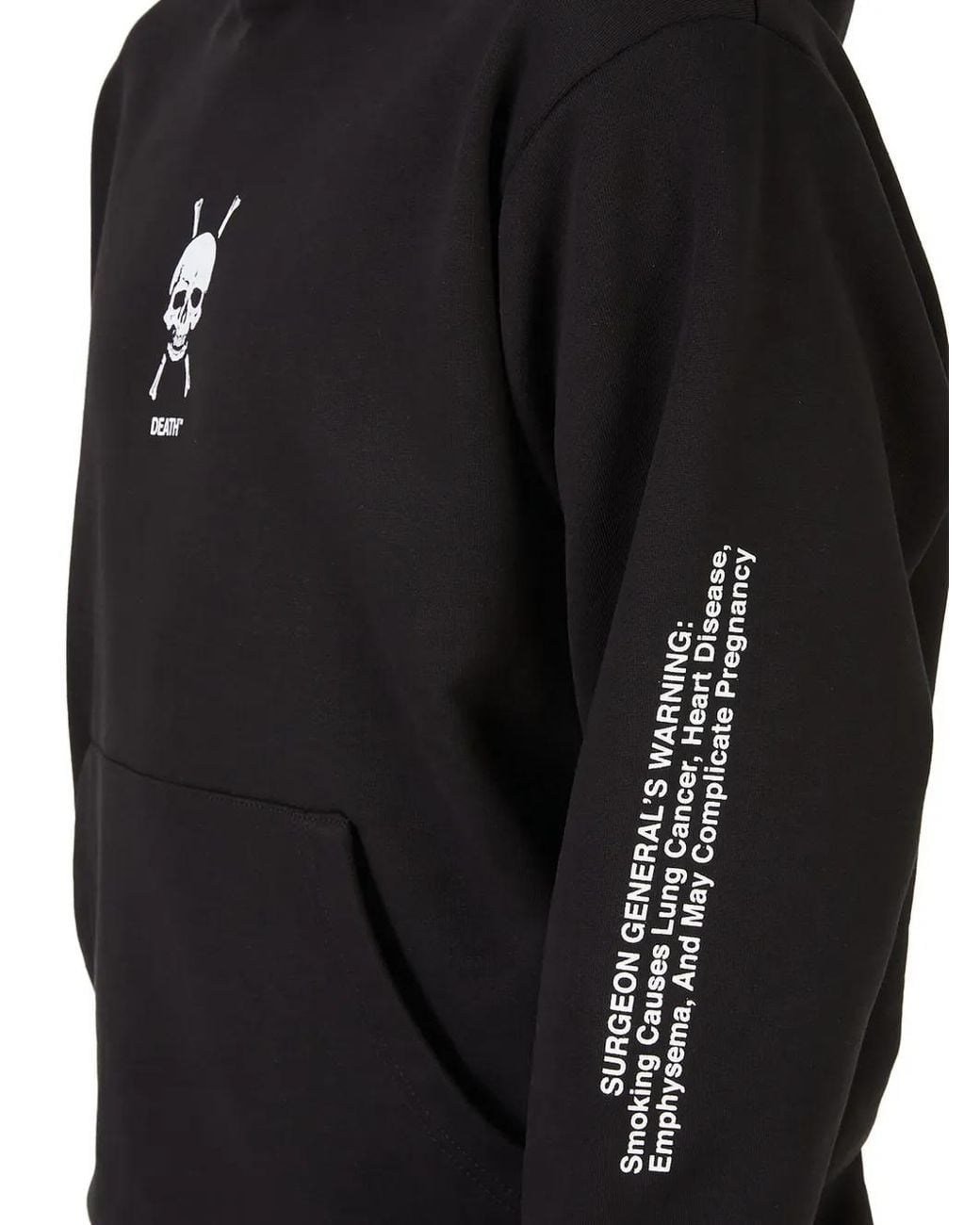 Death Cigarettes Black Skull Graphic-Print Hoodie for men