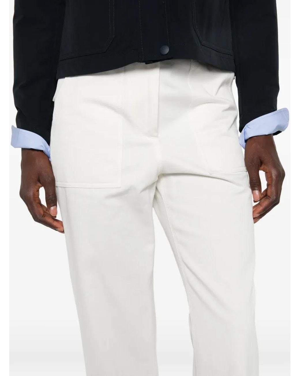 Aspesi White Pantalon Droit À Poches Plaquées