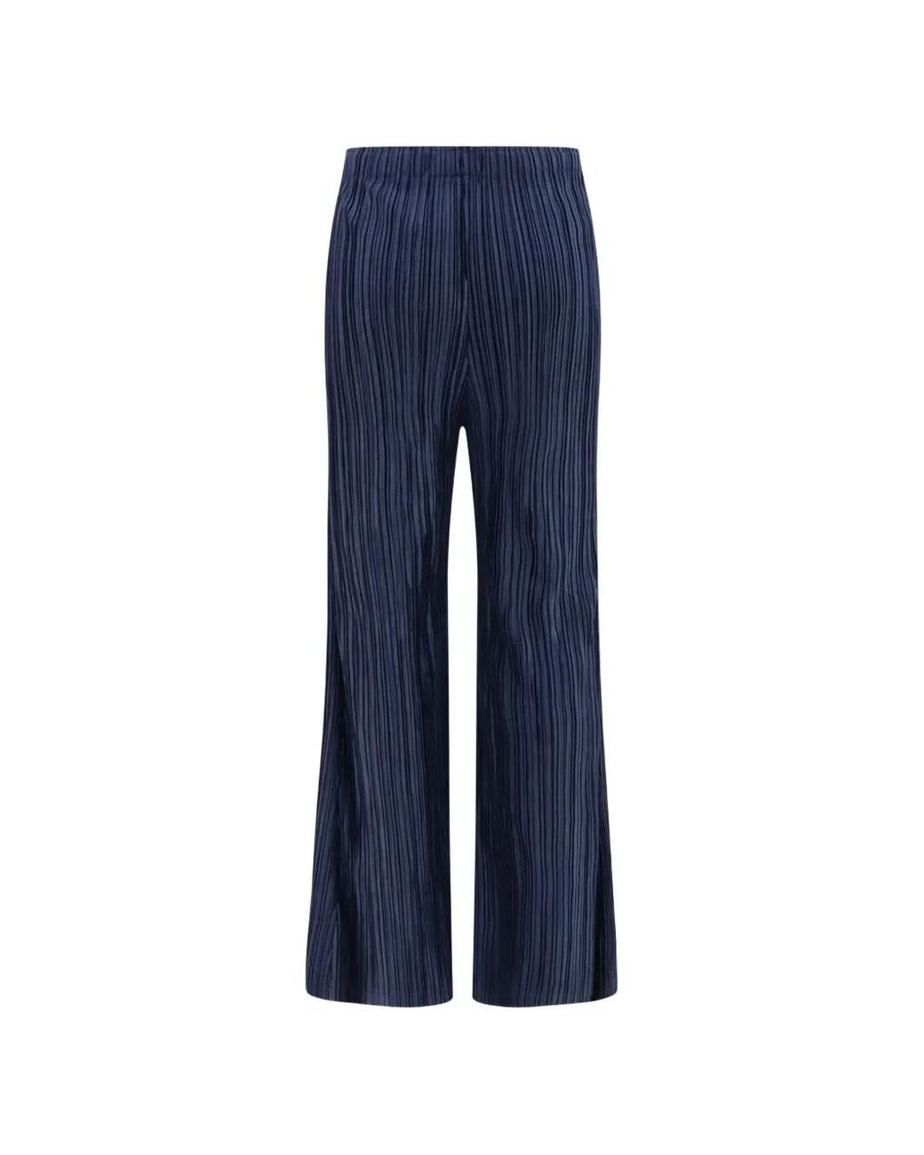 GONGDID DESIGN Blue Plissé-Effect Palazzo Pants