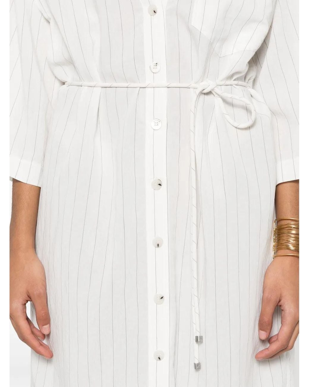Nanushka White Striped Shirt Dress
