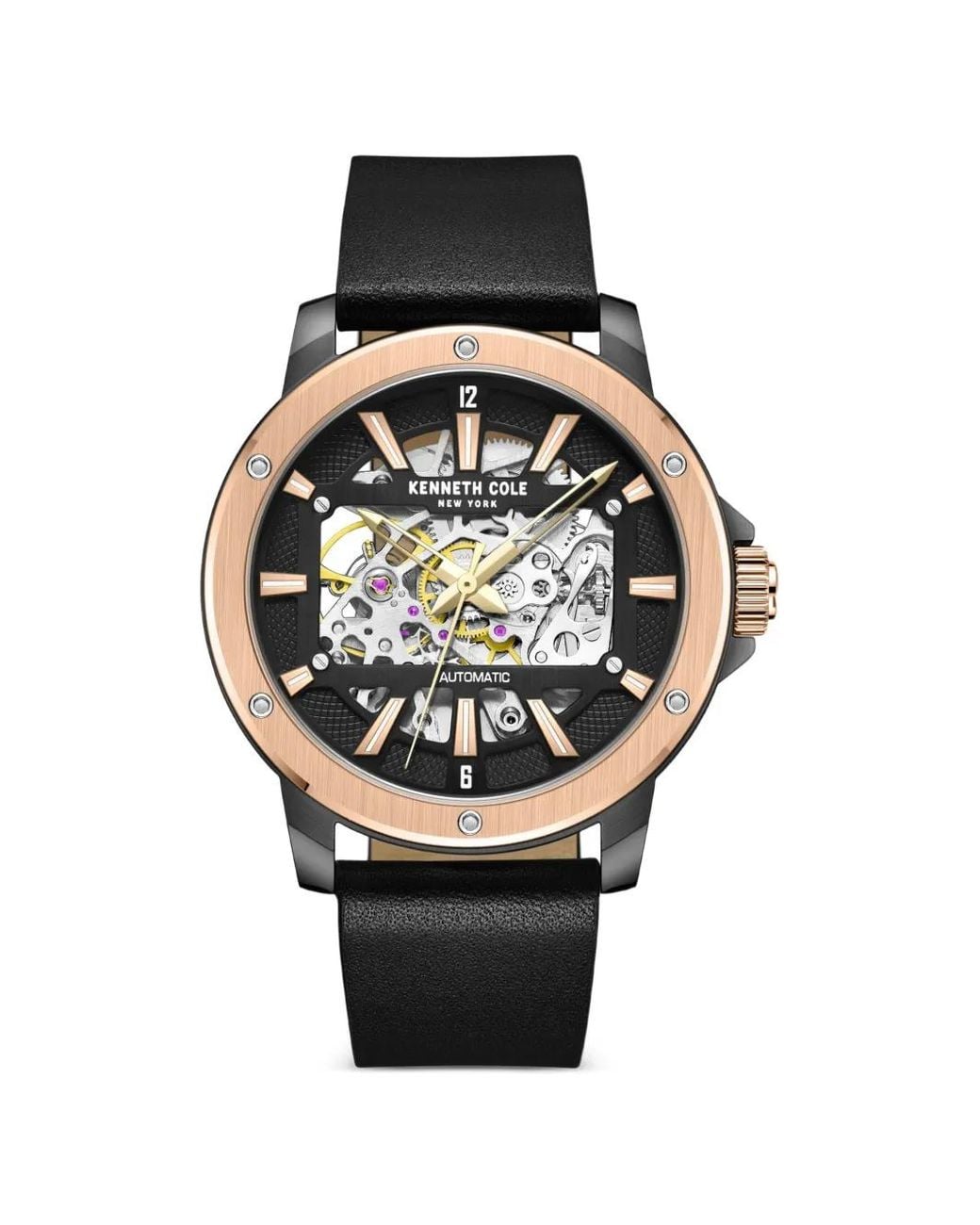 Kenneth Cole Black Skeleton-Dial 44Mm Watch for men