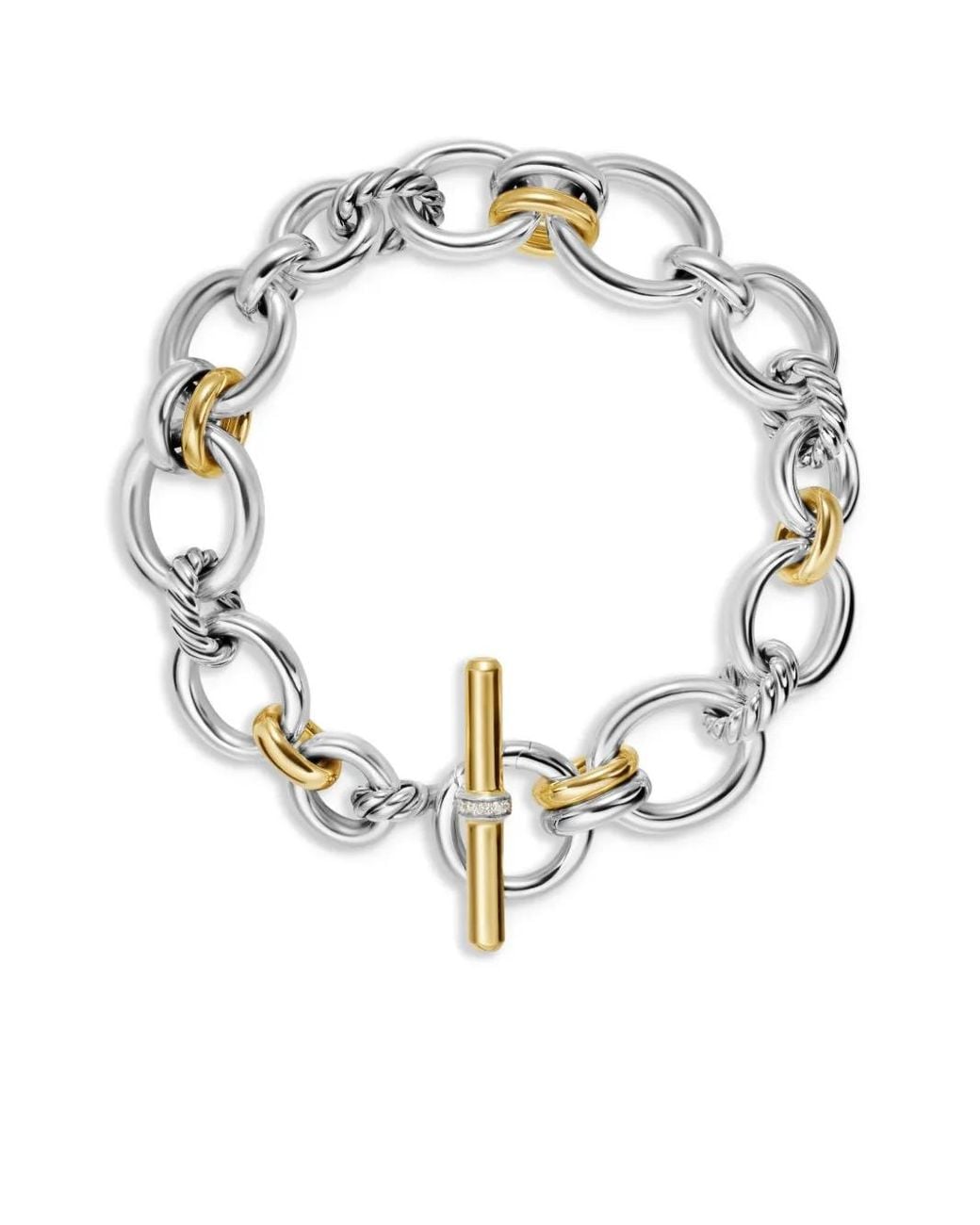 David Yurman White 18K And Sterling Dy Mercer Chain Diamond Bracelet