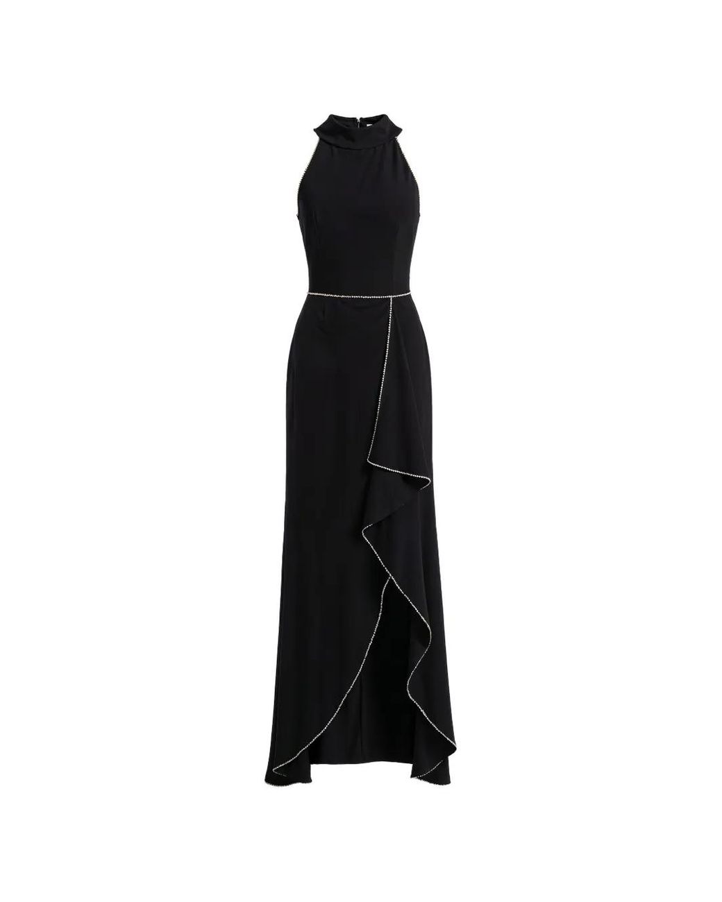 Gemy Maalouf Black Beaded-Shoulders Asymmetric Dress