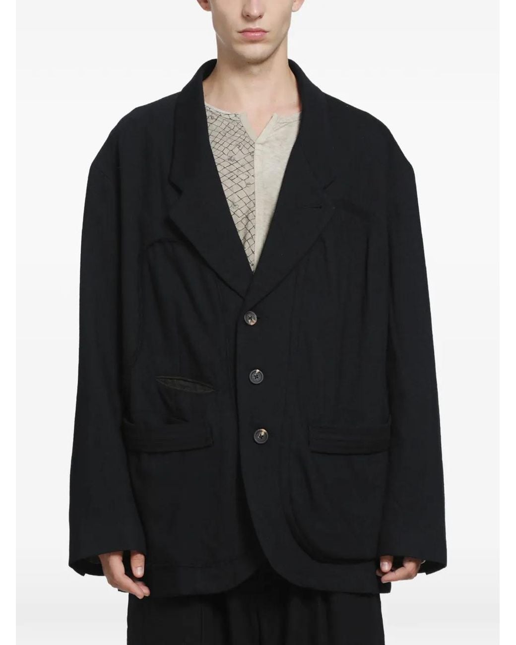 Ziggy Chen Black Bulge Placket Blazer for men