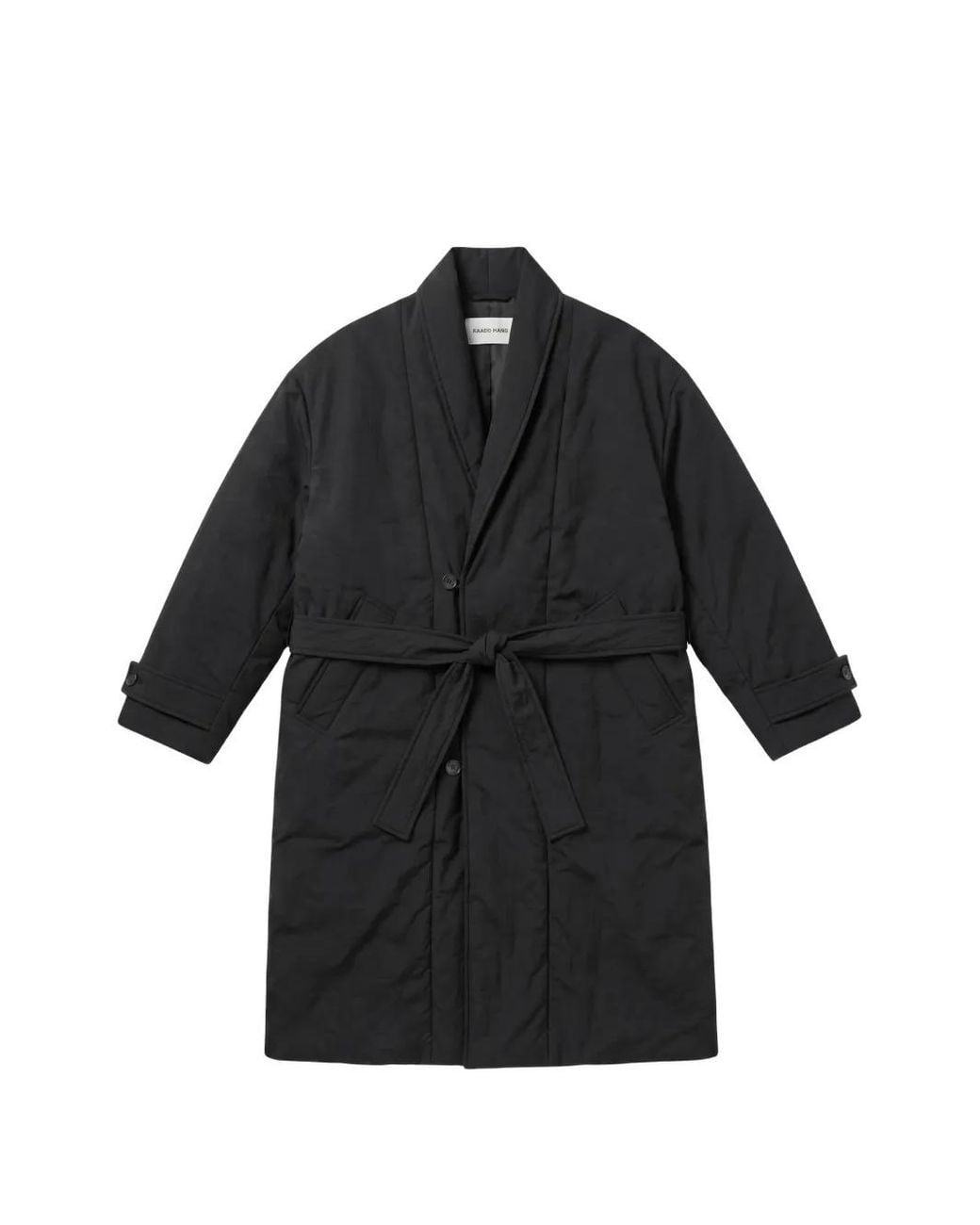 A Kind Of Guise Black Belted Shawl-Lapel Coat for men