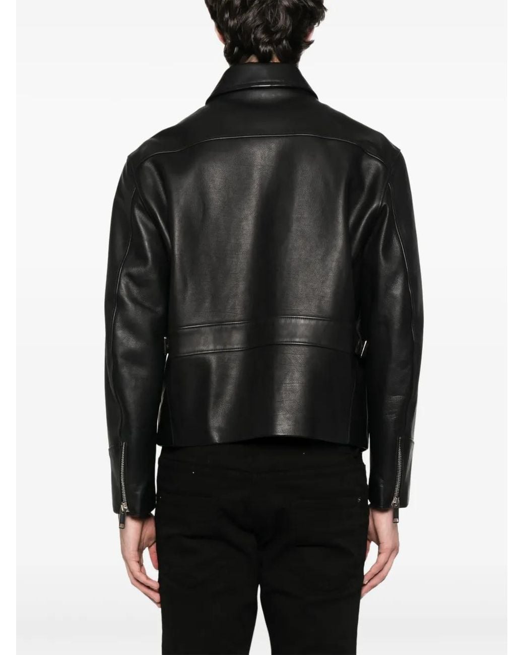 Second/Layer Leren Bomberjack in het Black voor heren