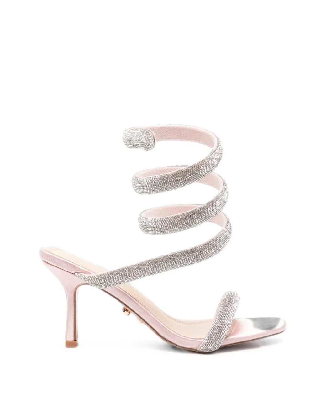 Twentyfourhaitch White Centauro Crystal-Embellished Spiral-Strap Sandals