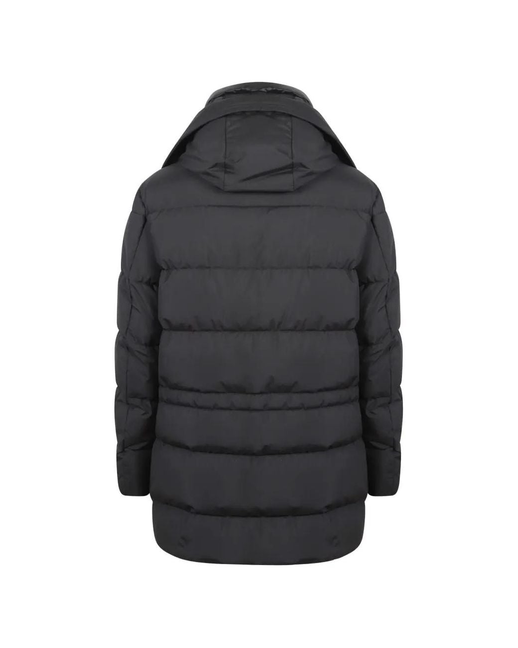 Moorer Black Quilted Hooded Jacket for men