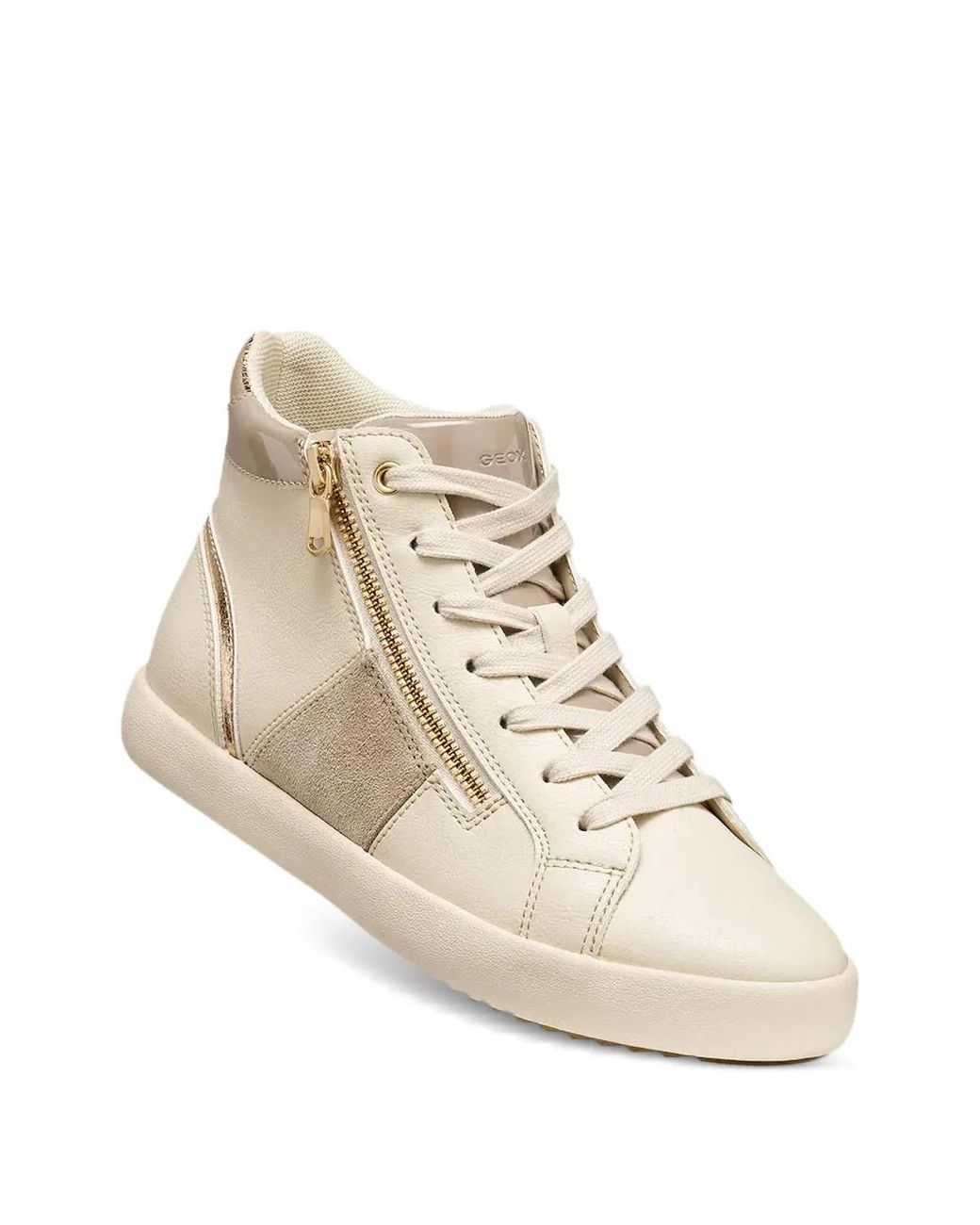 Geox White Blomiee Side-Zip Panelled Sneakers