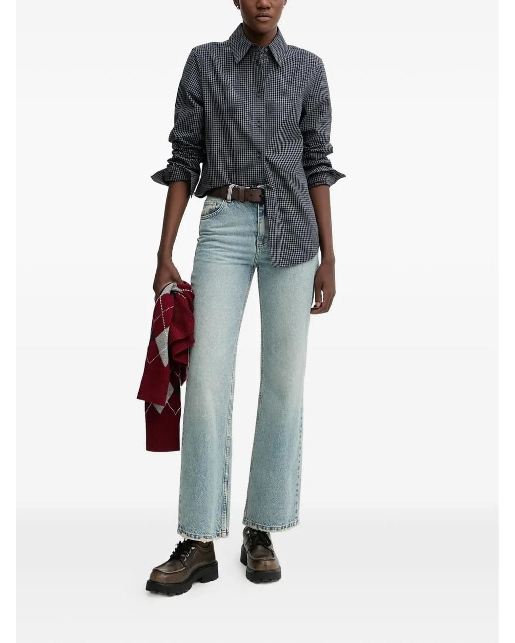 Miss Sixty Gray Checked Buttoned Shirt