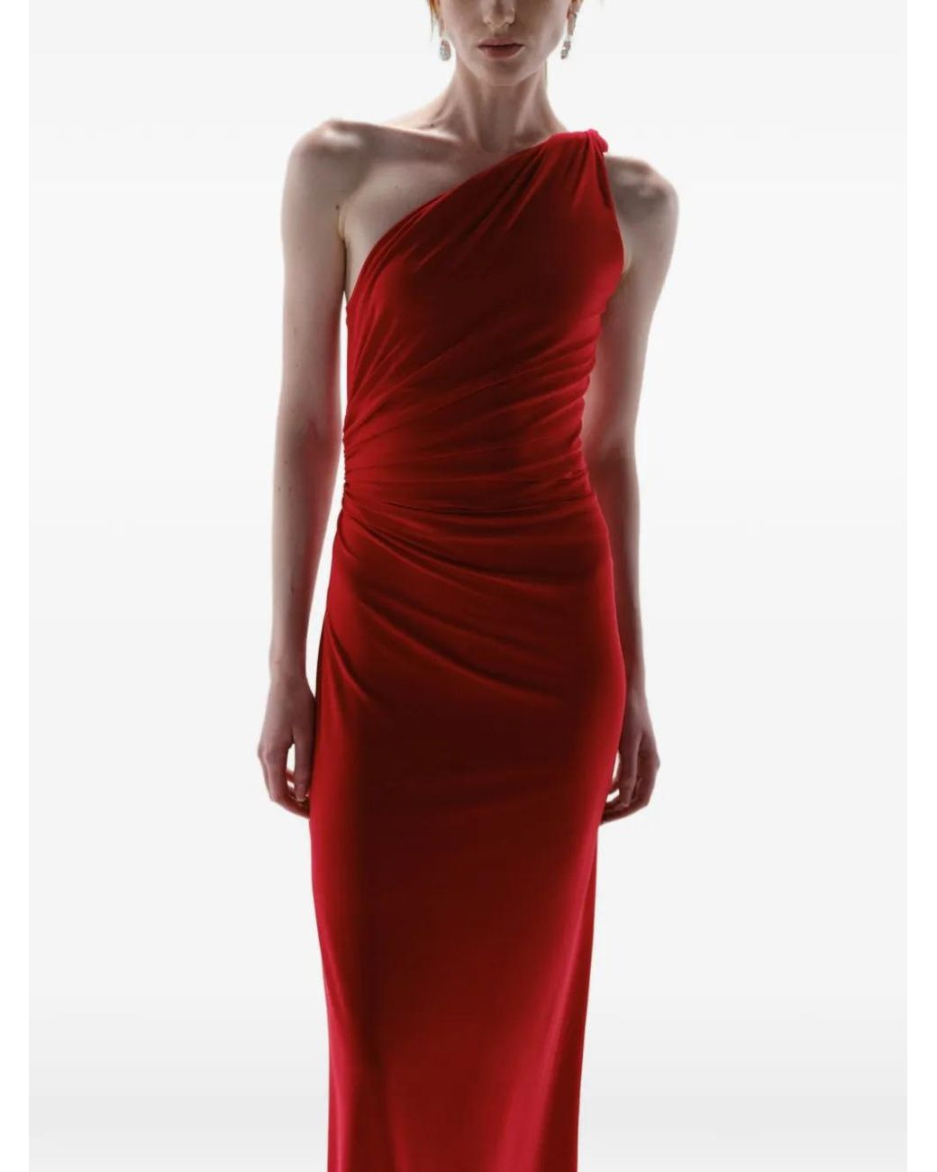 Baobab Red One-Shoulder Ruched Dress