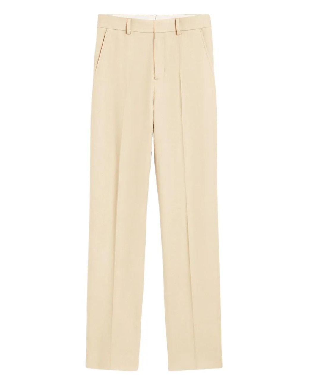 AMI Natural Wool Large-Fit Trousers