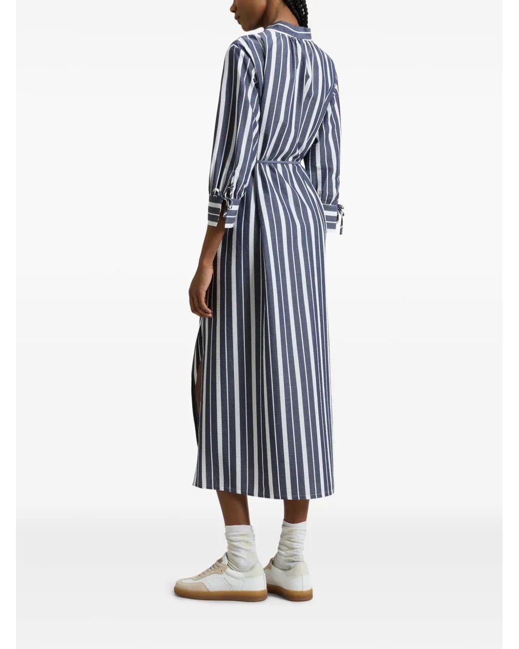 Woolrich Blue Striped Midi Dress