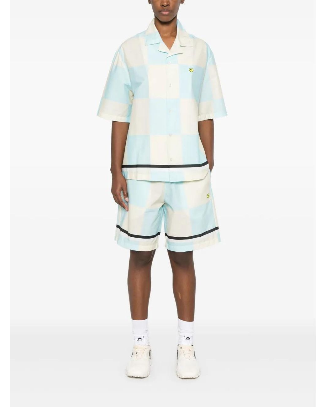Barrow White Check-Pattern Shorts