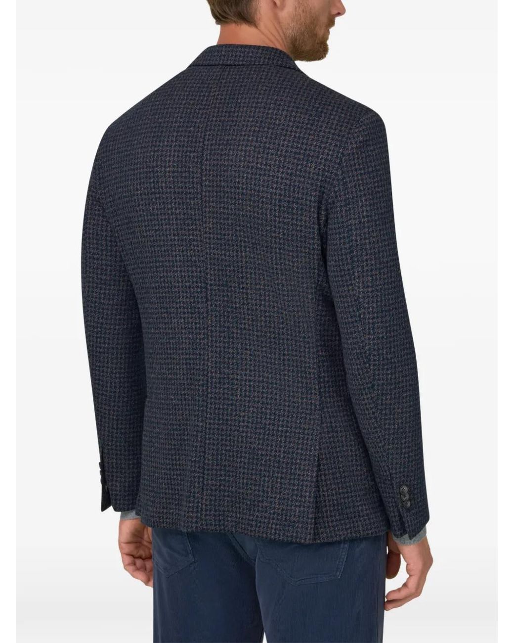 Boggi Blue Blazer Houndstooth Cotton Blend B Jersey for men