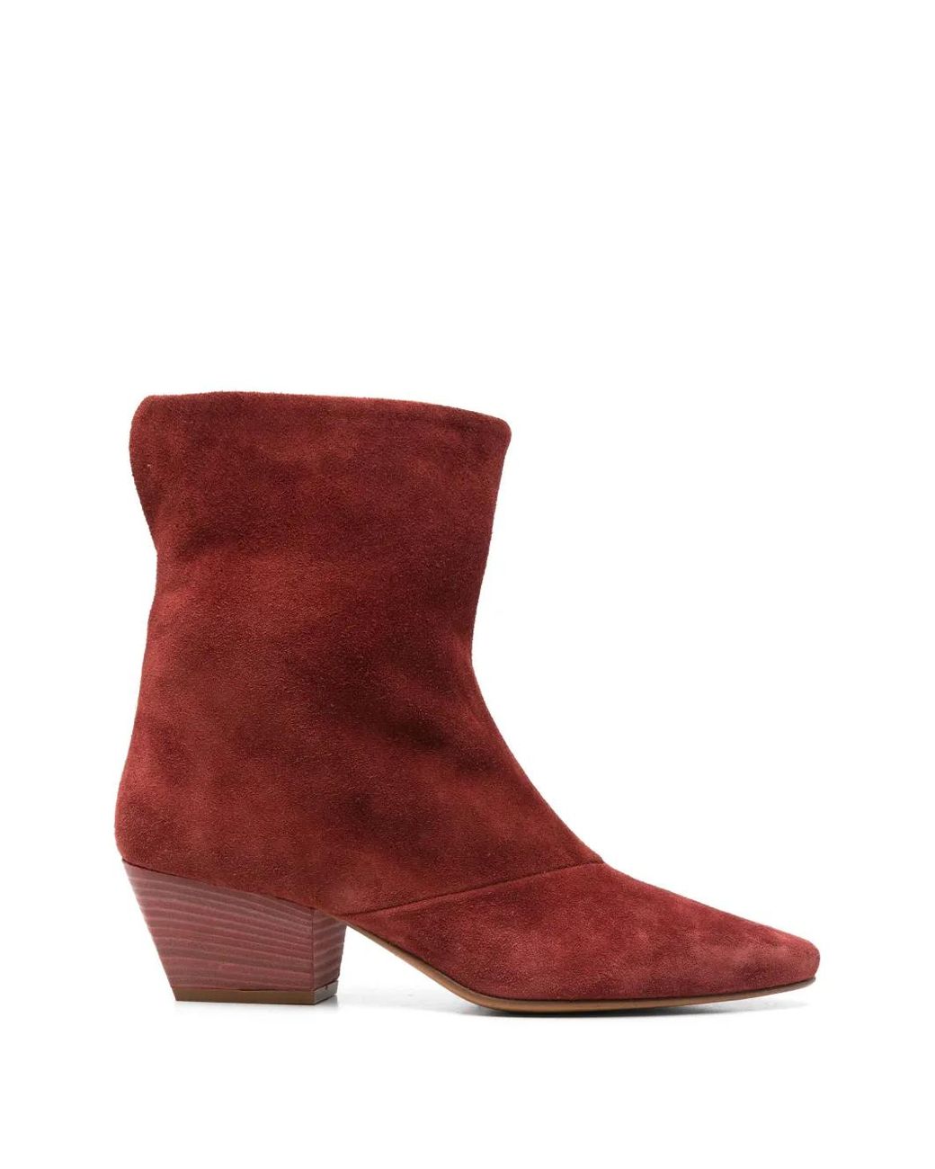 Forte_forte Red Suede Pointed-Toe Ankle Boots
