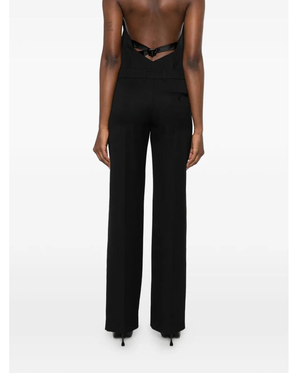 McQueen Black Satin-Trim Tailored Trousers