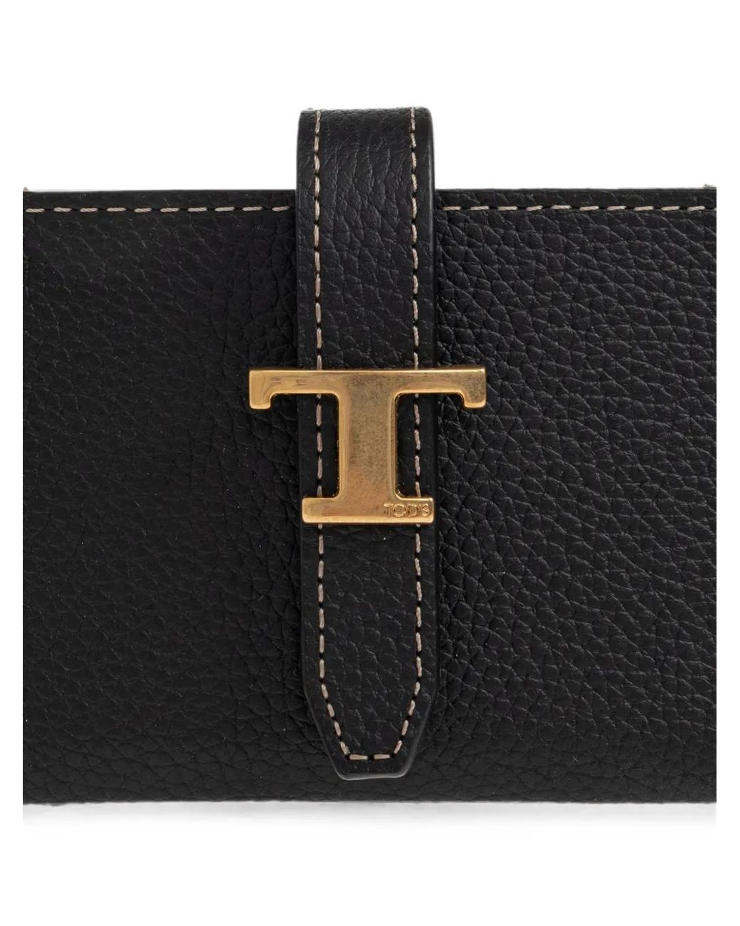Tod's Black T Timeless Pebbled-Leather Wallet
