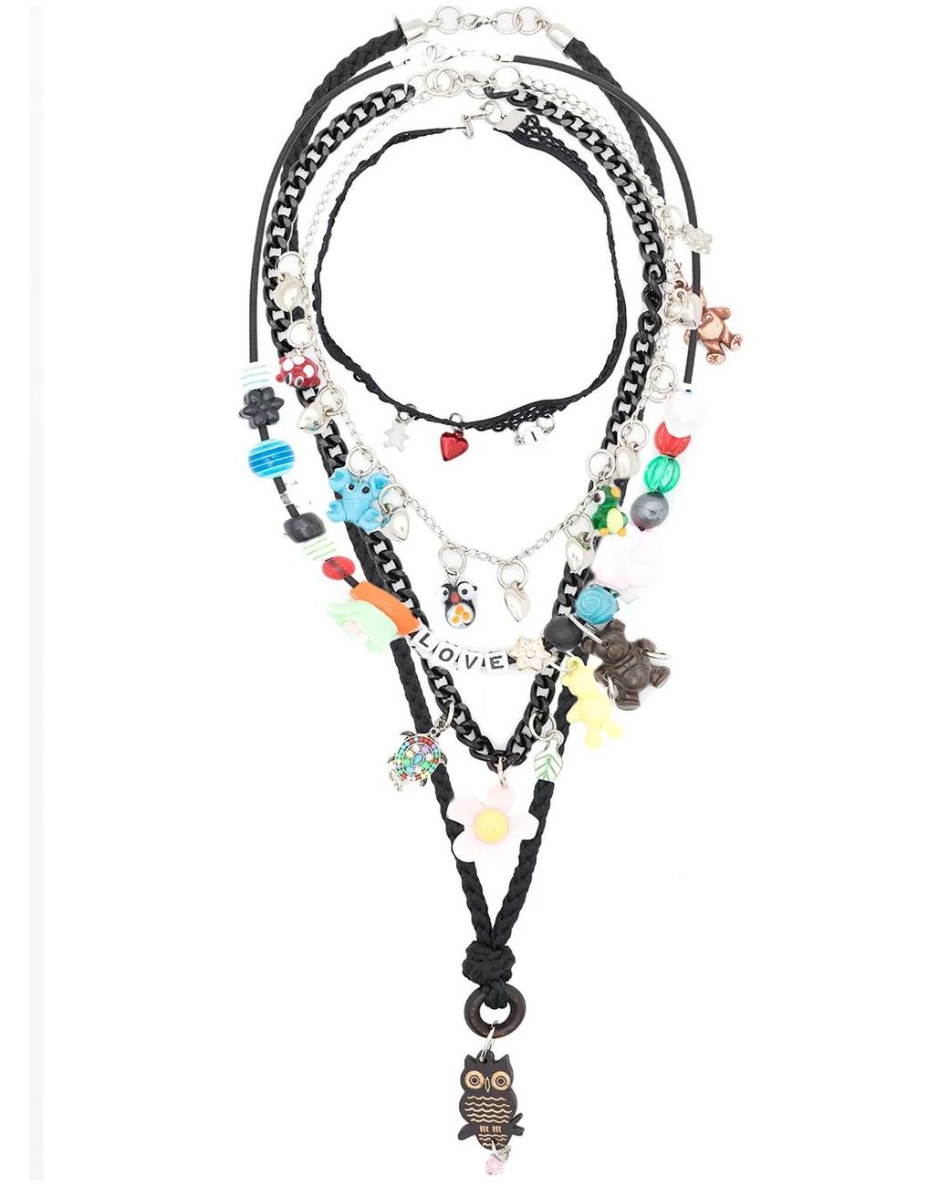 Amir Slama Multicolor Five-Strand Charm Necklace