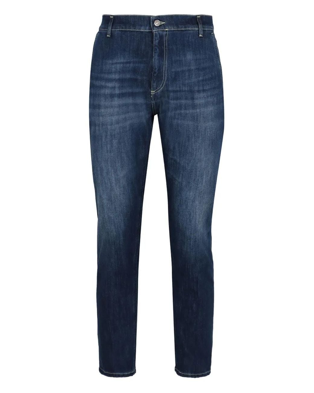 Dondup Blue Contrast-Stitch Skinny Jeans for men