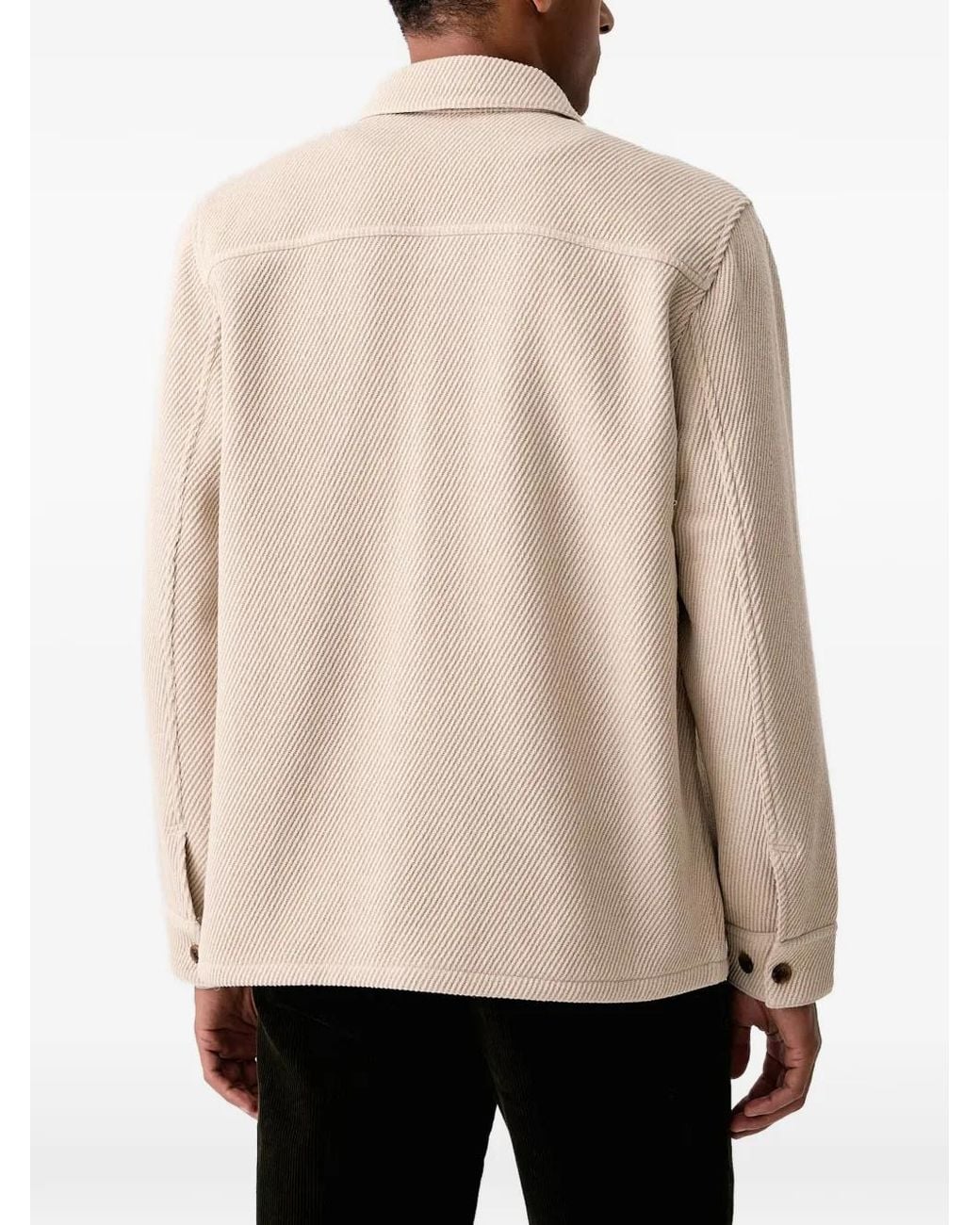 Les Deux Natural Diagonal-Stripe Chest-Pocket Overshirt for men