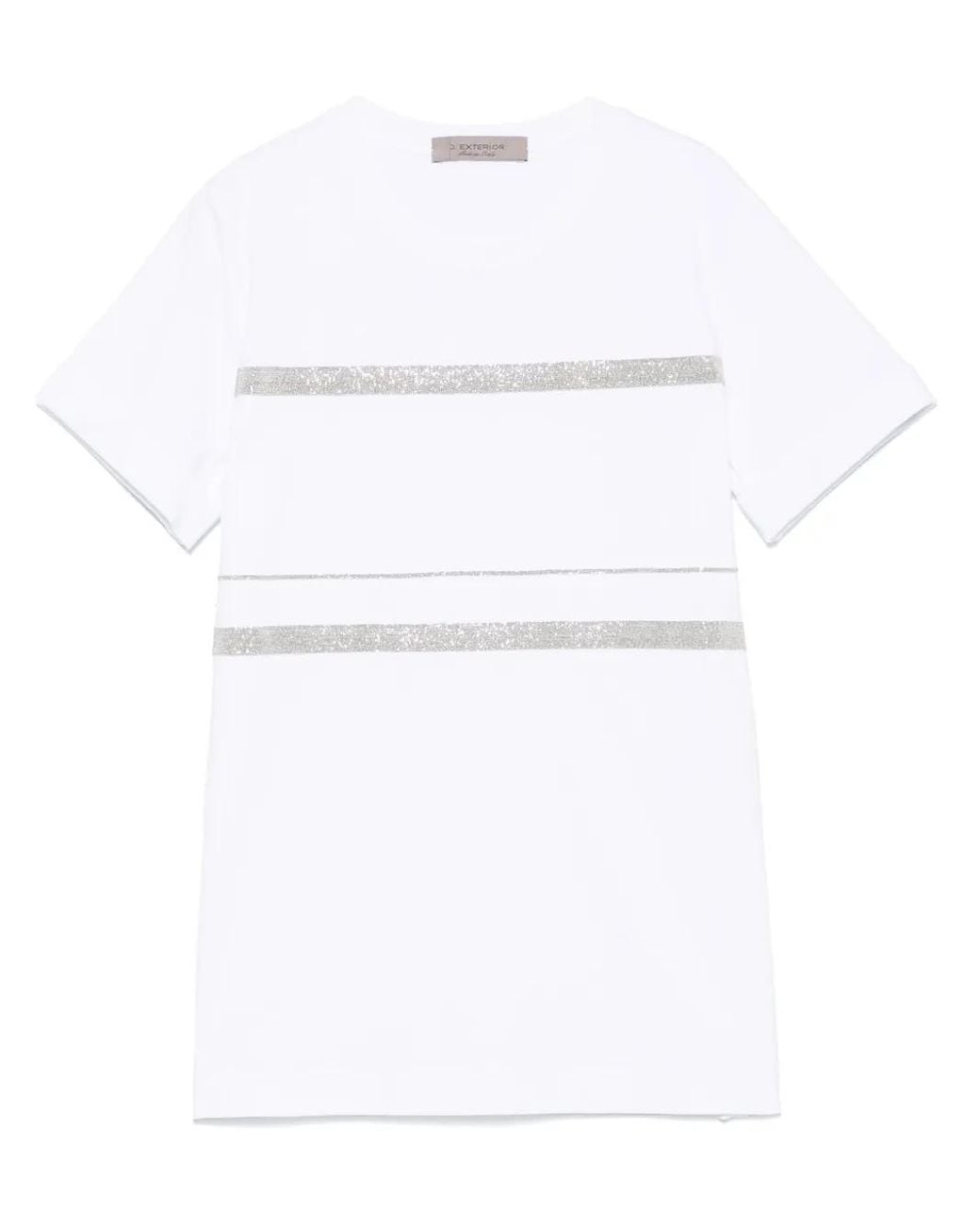 D.exterior White Monili-Detail T-Shirt