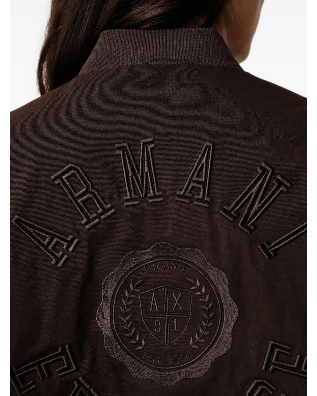 ARMANI EXCHANGE Black Blouson Logo-Embroidered Bomber Jacket