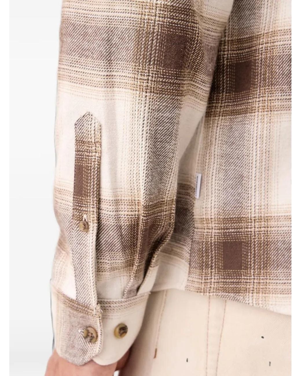 Lindbergh Natural Check-Pattern Long-Sleeve Shirt for men
