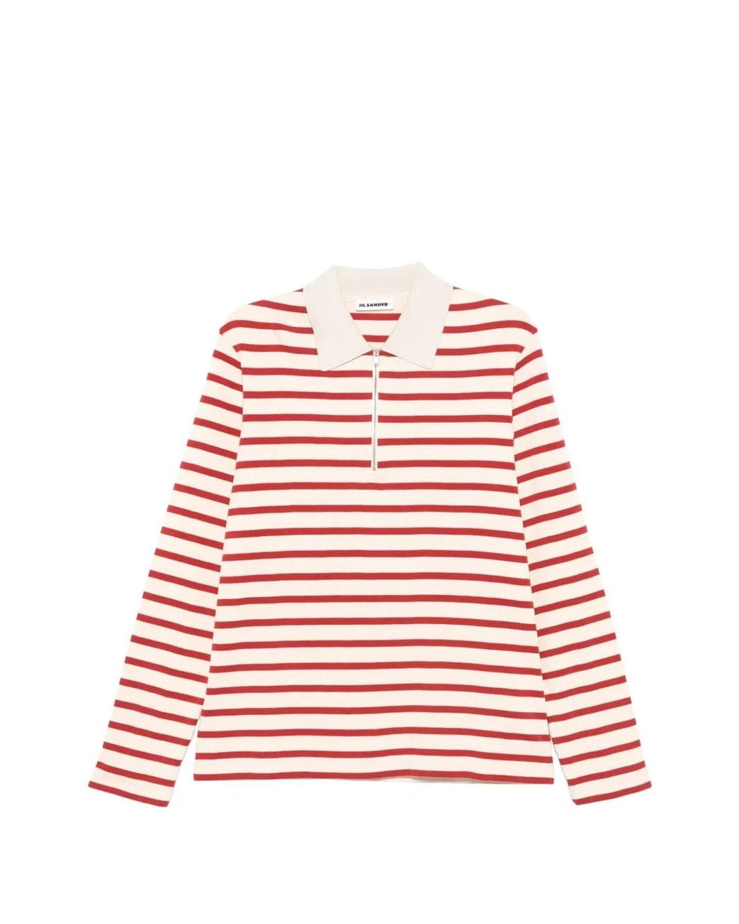 Jil Sander Red Striped Zip Polo Shirt for men