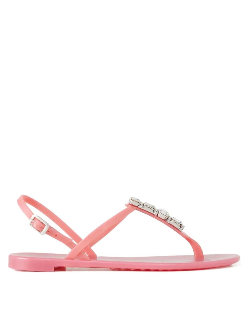 Casadei Pink Crystal-Embellished Thong-Strap Sandals