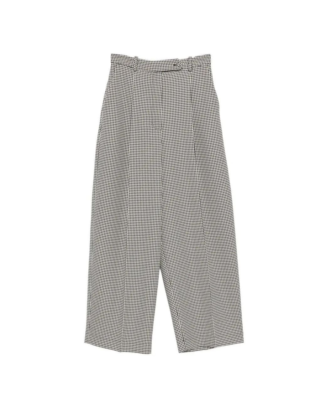 Styland Gray Houndstooth-Pattern Carrot Trousers