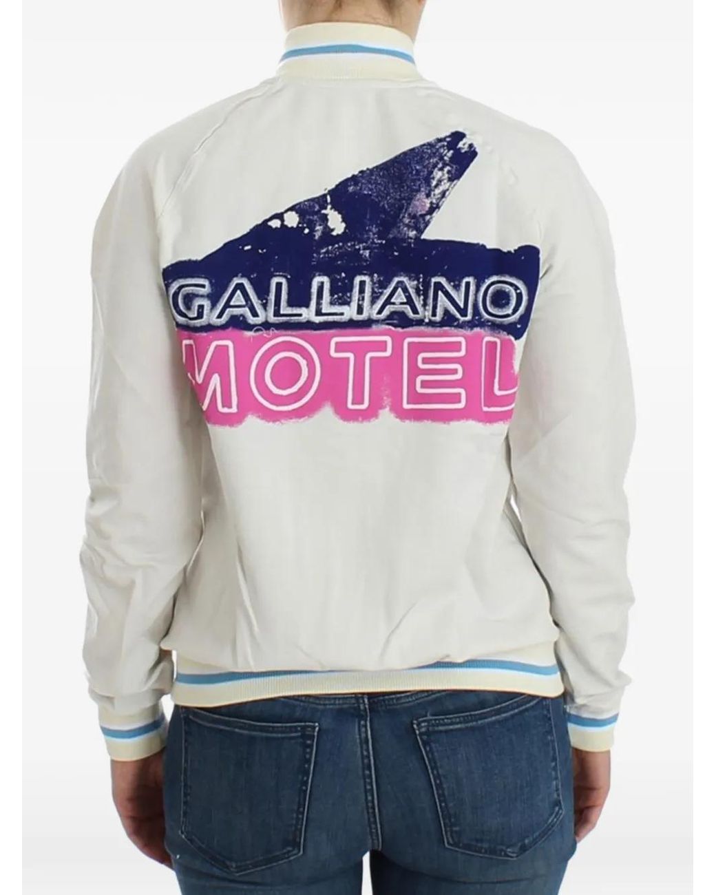 John Galliano White Logo-Print Zip-Up Jacket