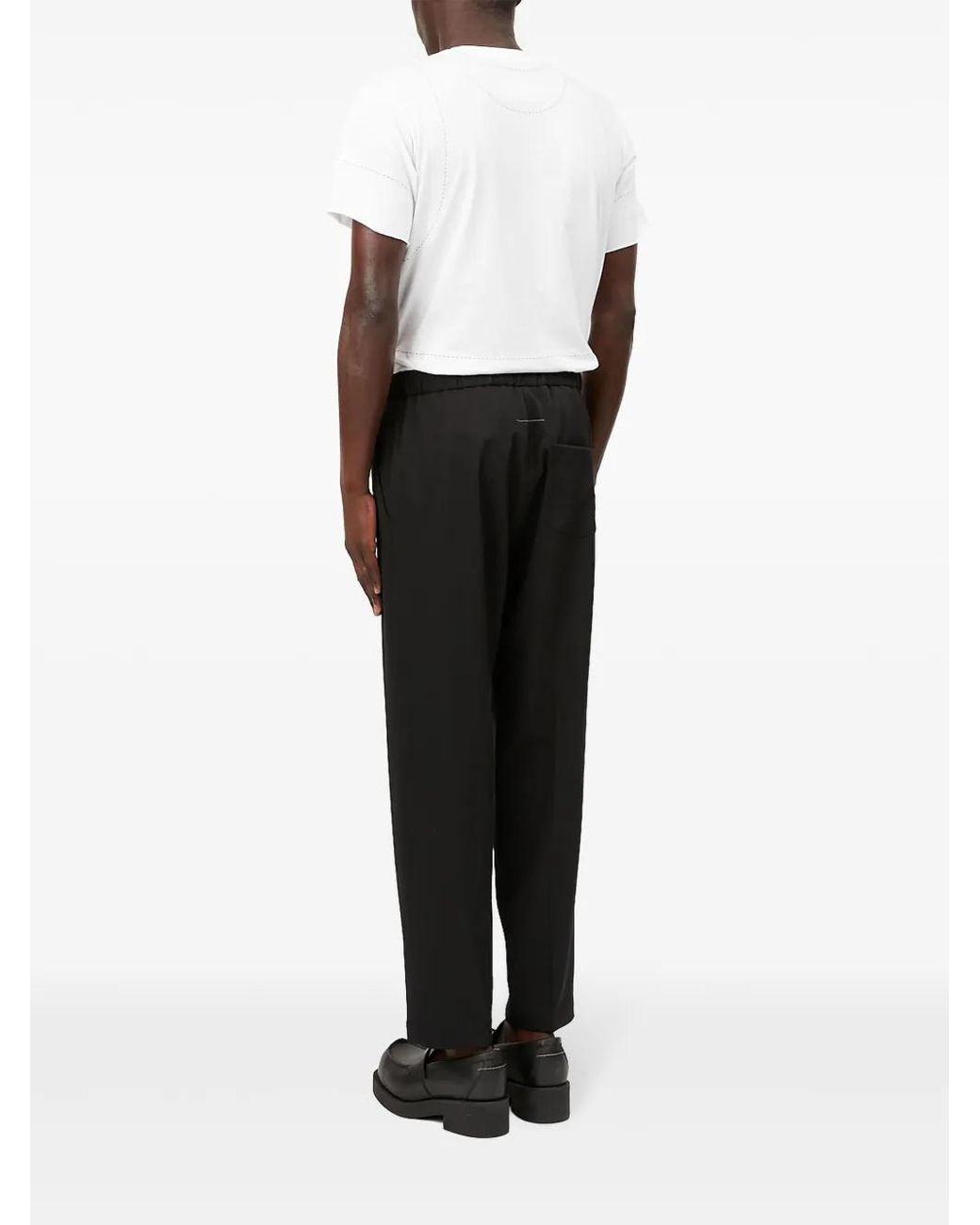 MM6 by Maison Margiela Black Mid-Rise Trousers With Pleat Detailing And Tailored Cut for men