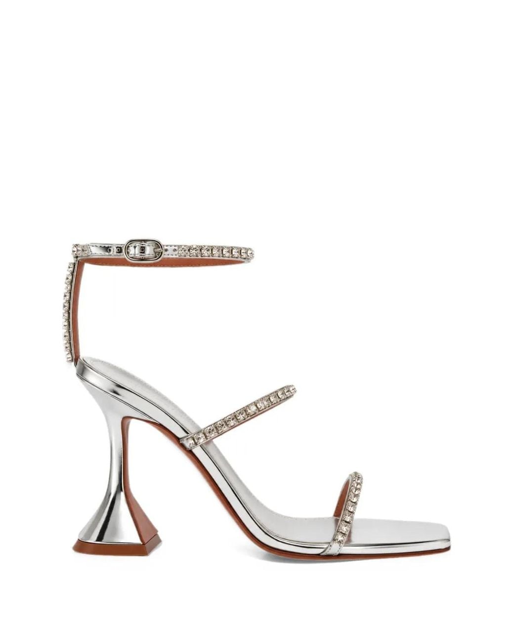 AMINA MUADDI White Gilda Sandals 95 Ivory Satin And Crystals