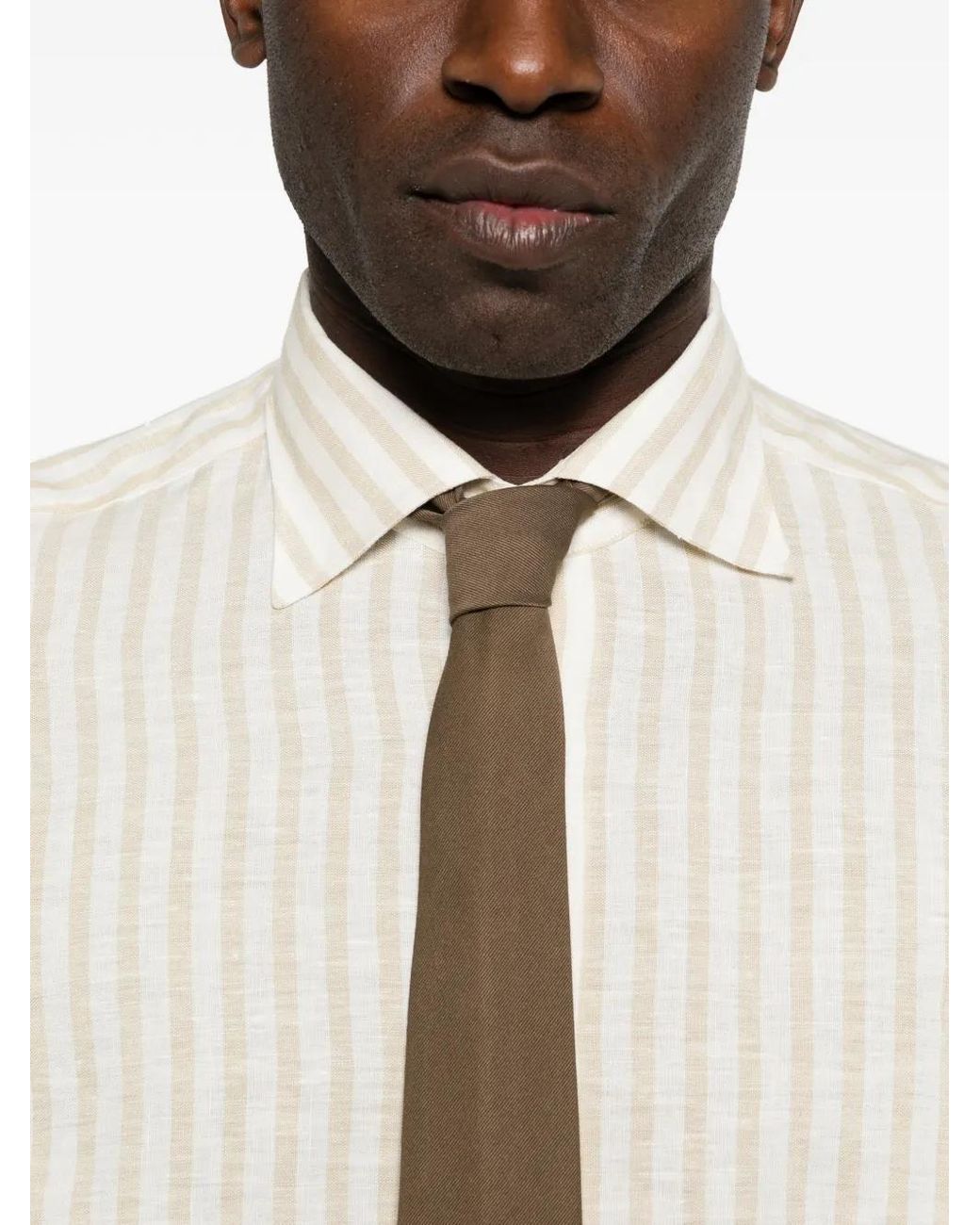 Eleventy White Striped-Pattern Shirt for men