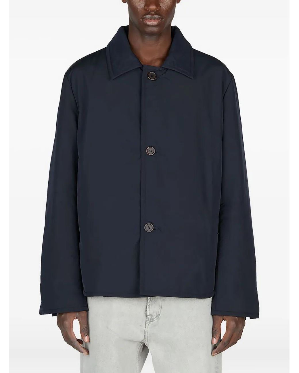 Diomene Blue Button-Fastening Padded Jacket for men