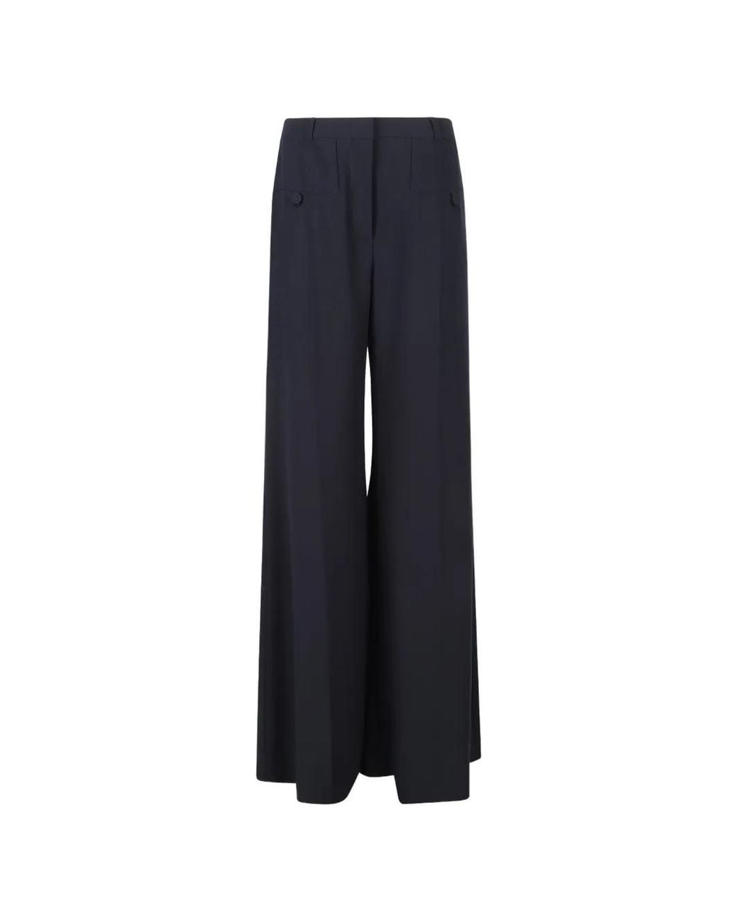 Vivetta Blue Crepe Slit-Detail Trousers