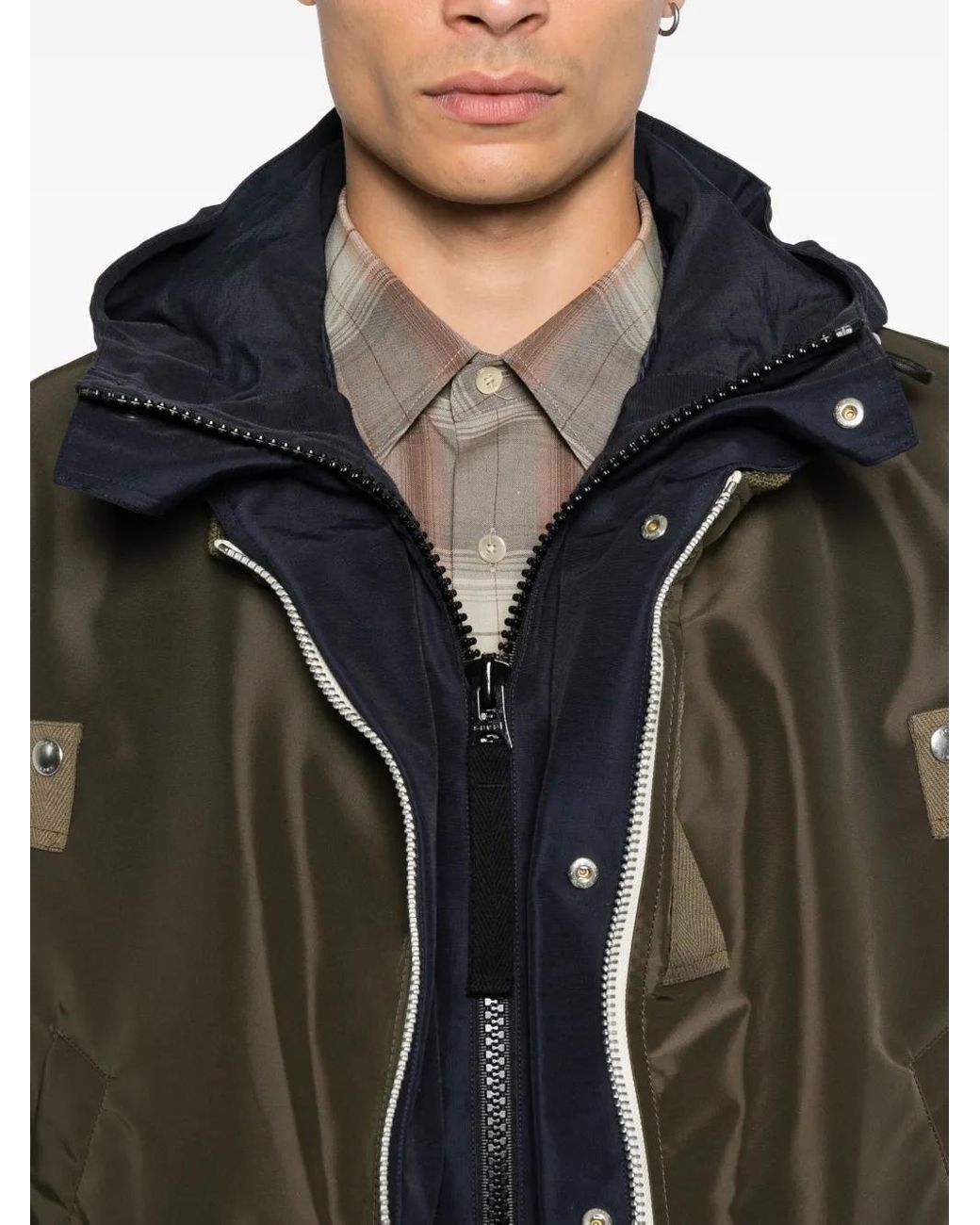 Sacai Green Nylon Twill X Grosgrain Blouson for men