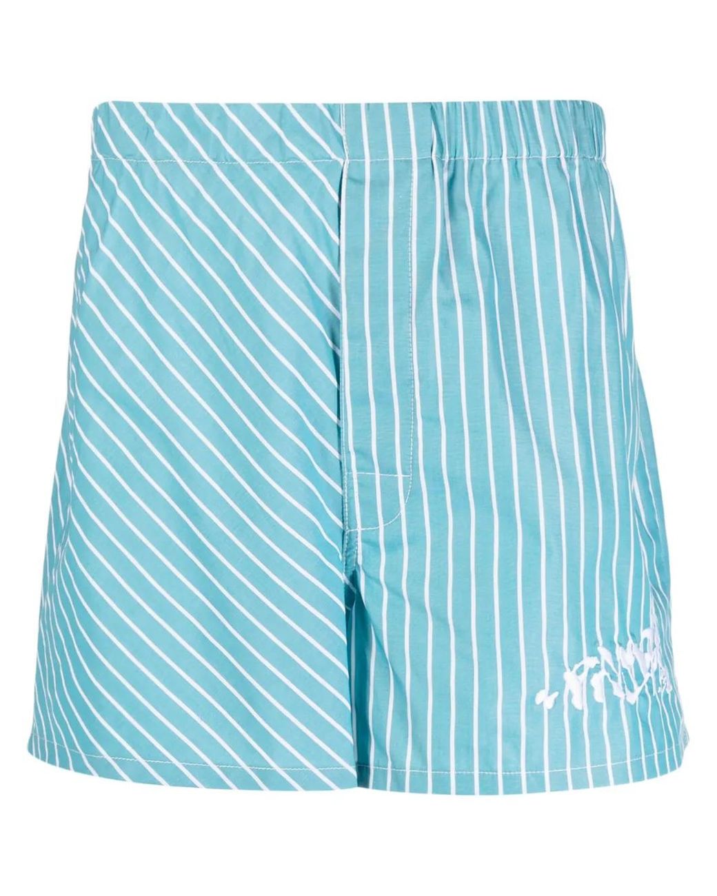 Palmier Blue Logo-Print Striped Cotton Shorts for men