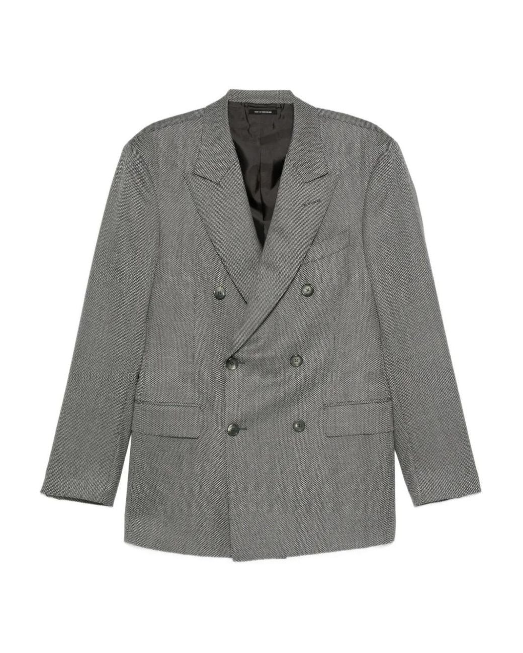 Tom Ford Gray Double-Breasted Wool Blazer for men