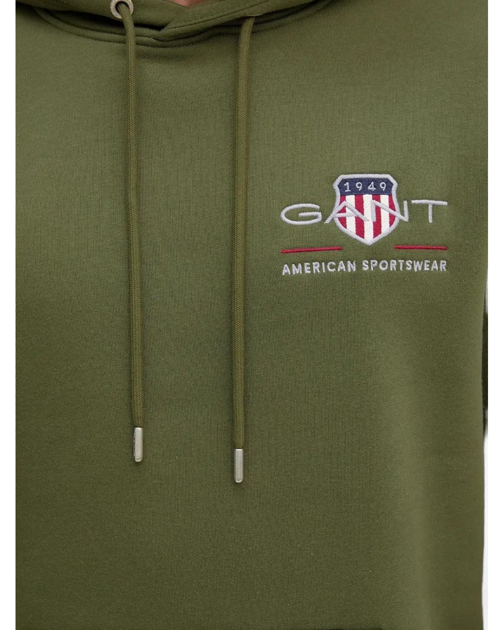 Gant Green Embroidered-Logo Hoodie for men