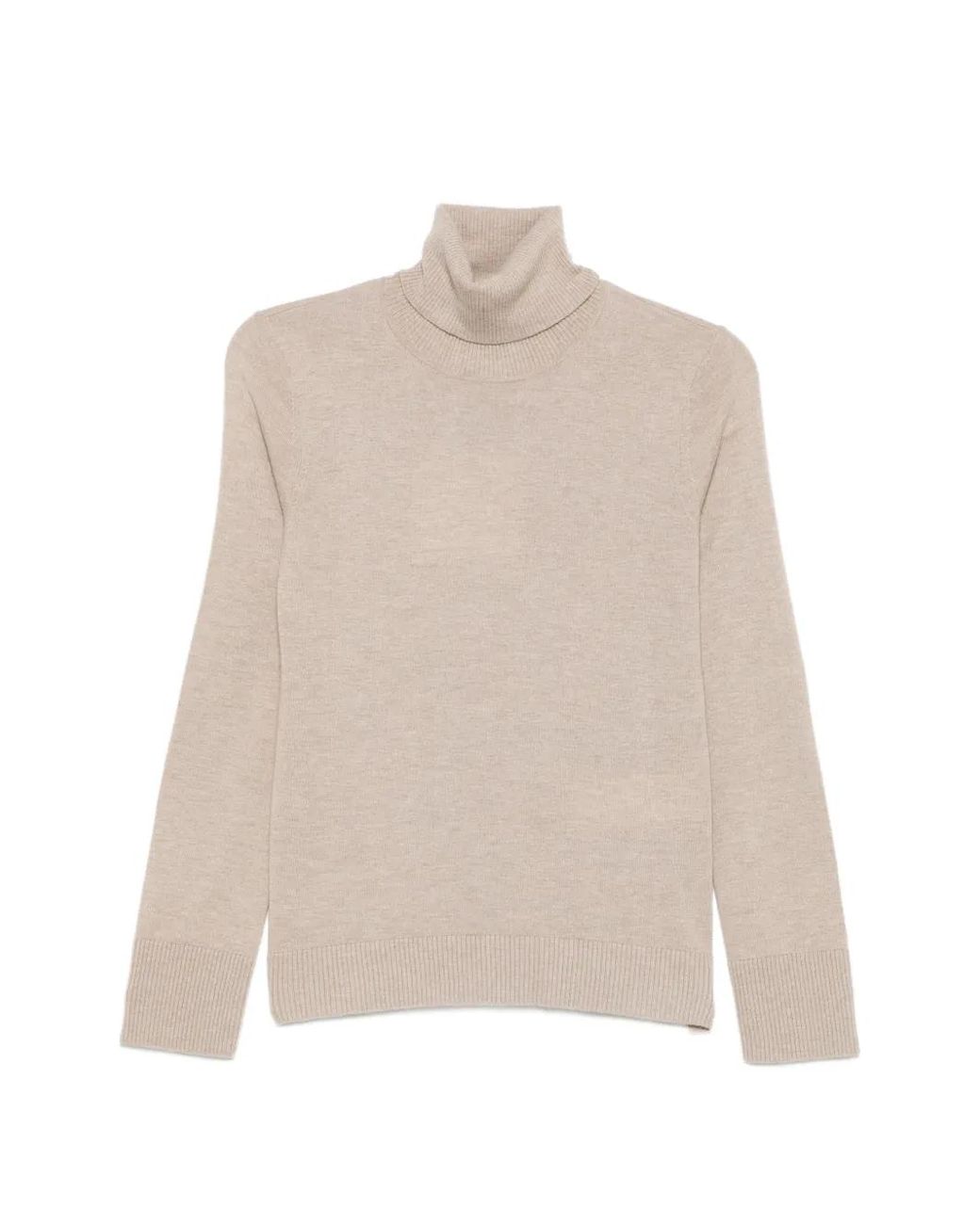 Max Mara Natural Elbow-Patch Roll-Neck Knit