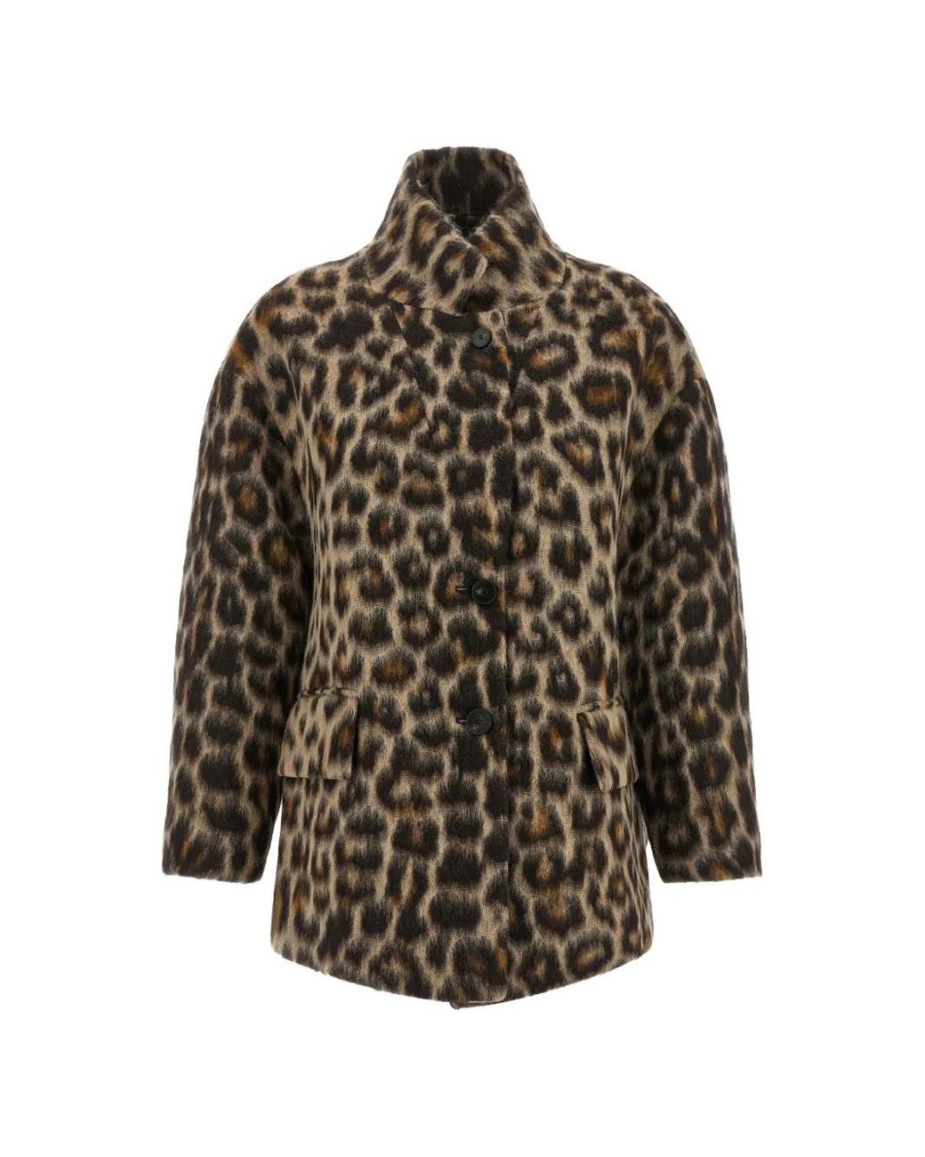 Alberto Biani Gray Animal-Print Coat